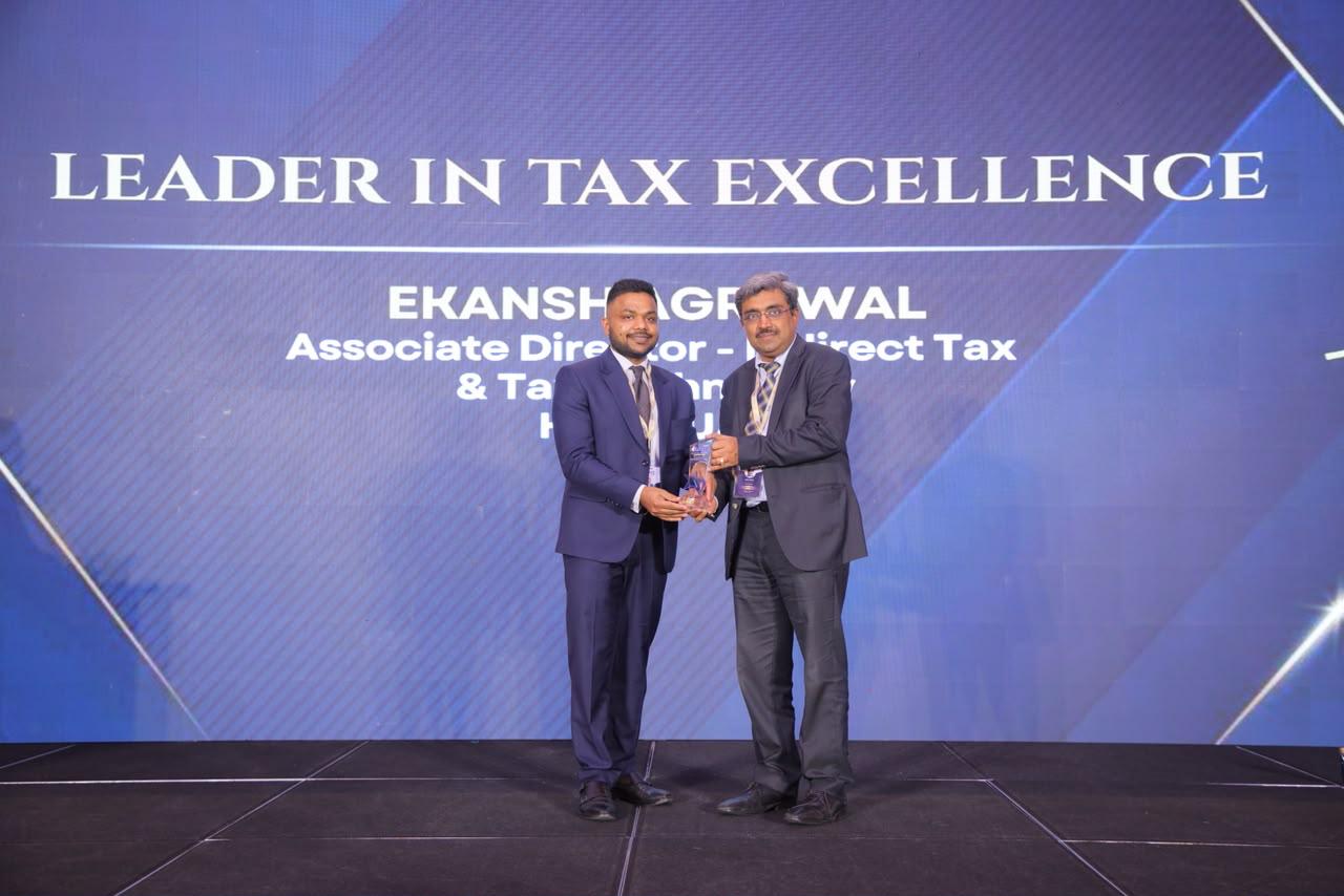 Ekansh Agrawal recognised as Leader in Tax Excellence at an industry conference